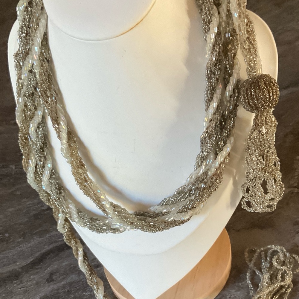 Vintage seedbead Scarf Necklace